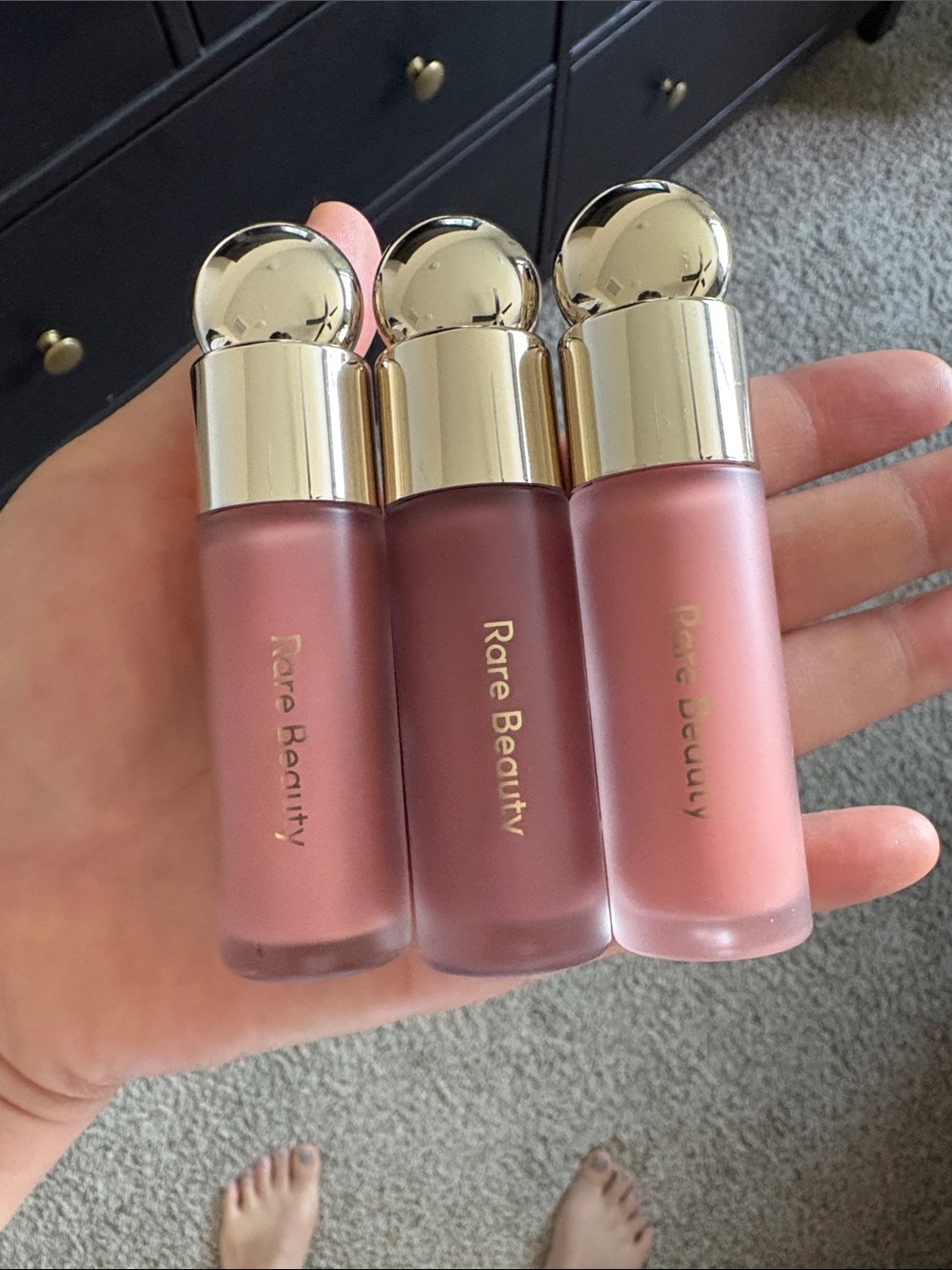 Rare Beauty Liquid Lip Trio — Soft Pink, Dusty Rose, Mauve